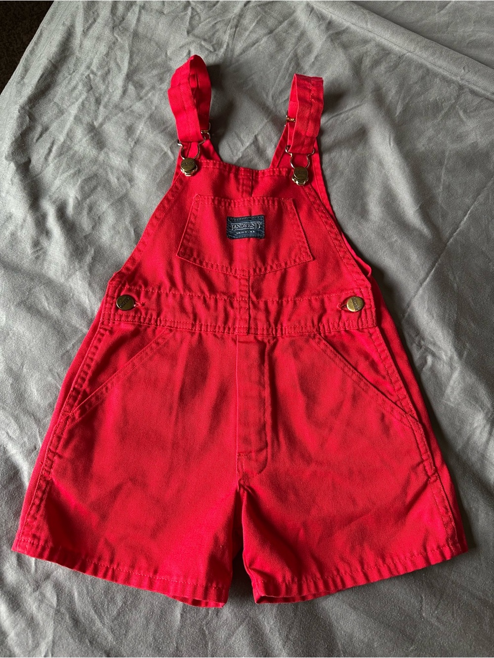 Lands' End Bright Red Kids' Short Overalls